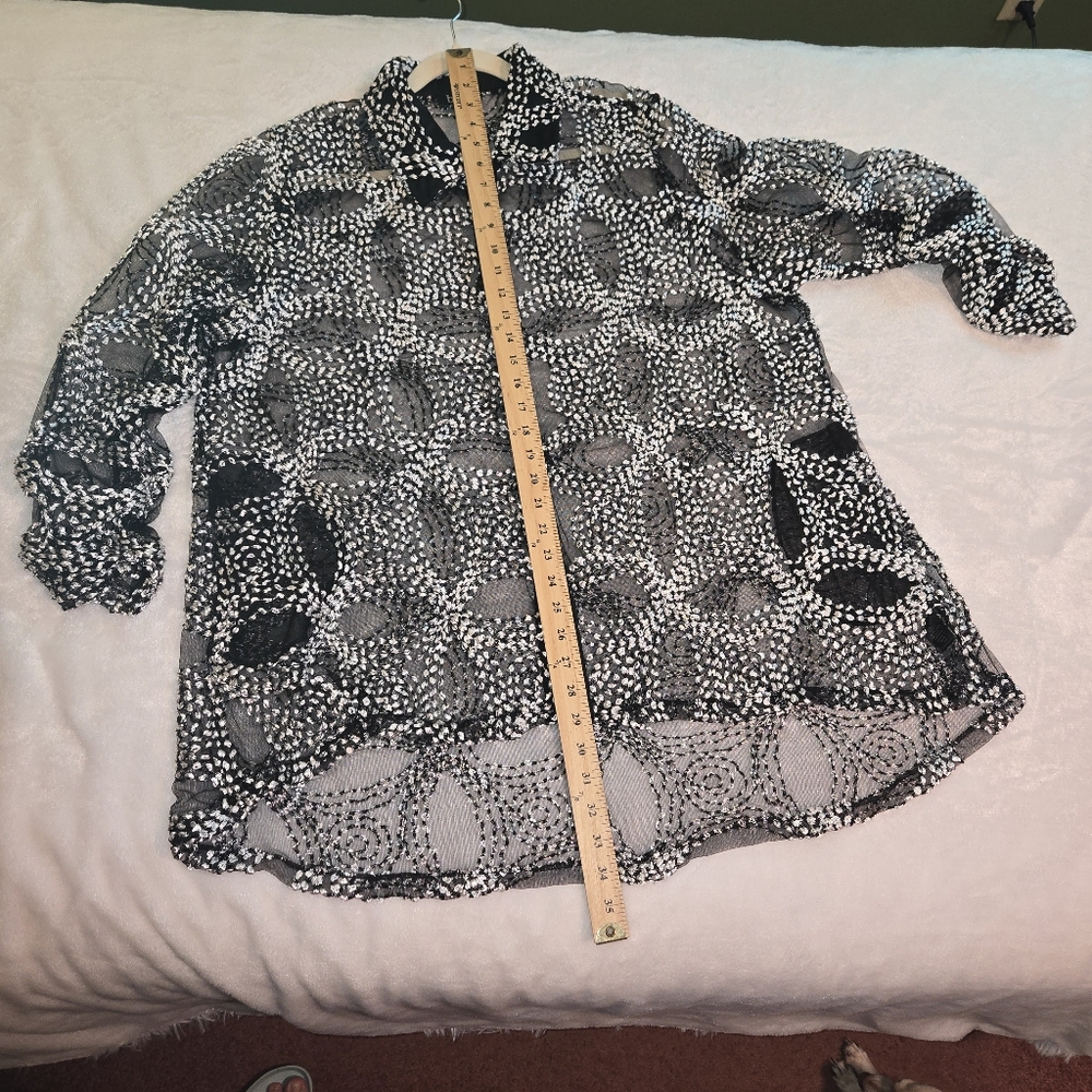 Vintage Berek Black & Silver Button Down Cartigan Size 2XL - Picture 1 of 5